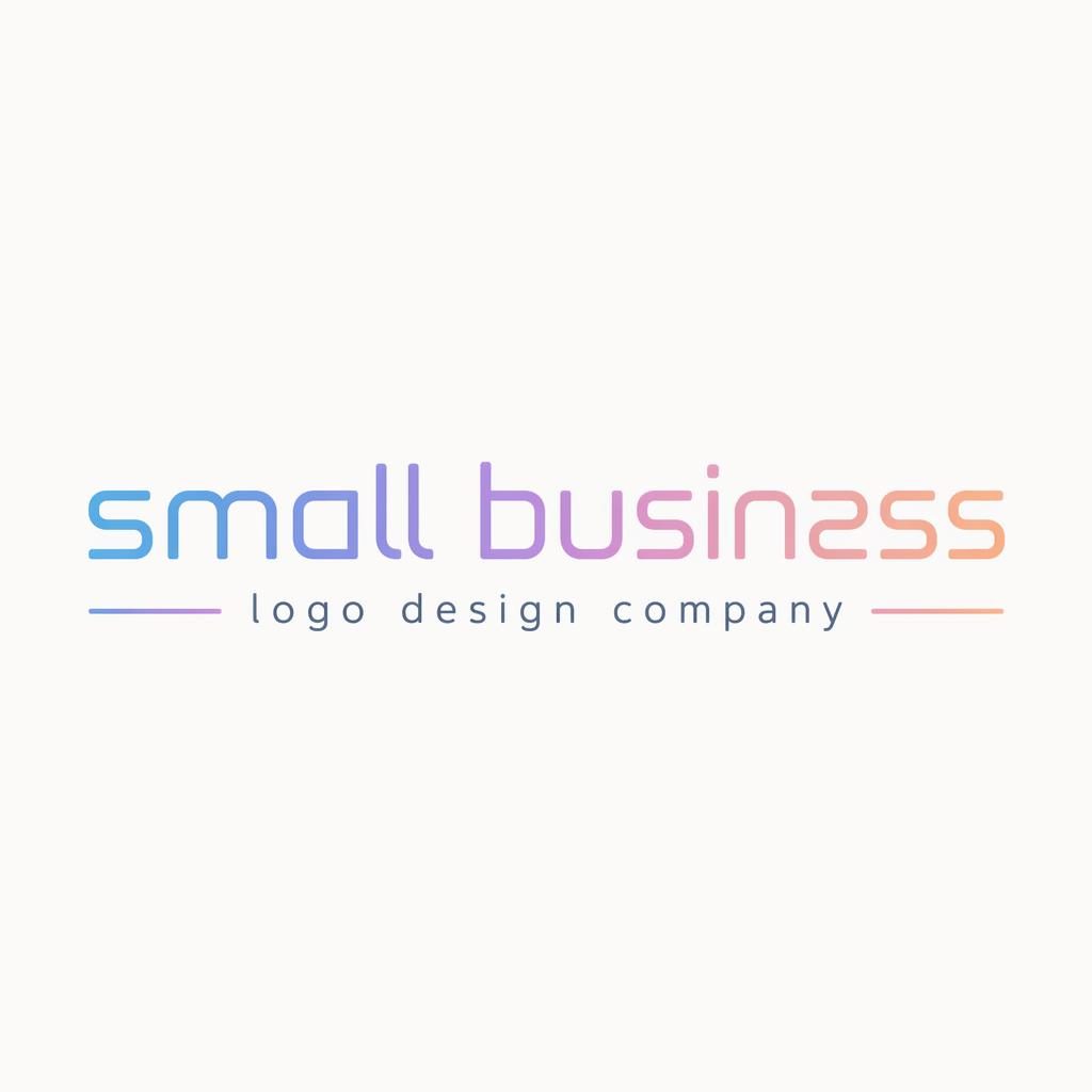 Centered pastel futuristic wordmark logo for small business logo design company on a neutral square background.