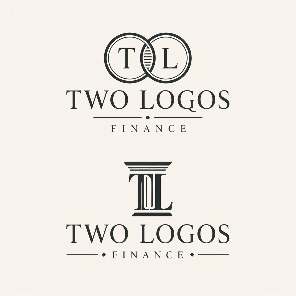 Centered finance logo concept showing a wordmark with icon in a vintage retro monochrome style on a neutral background.