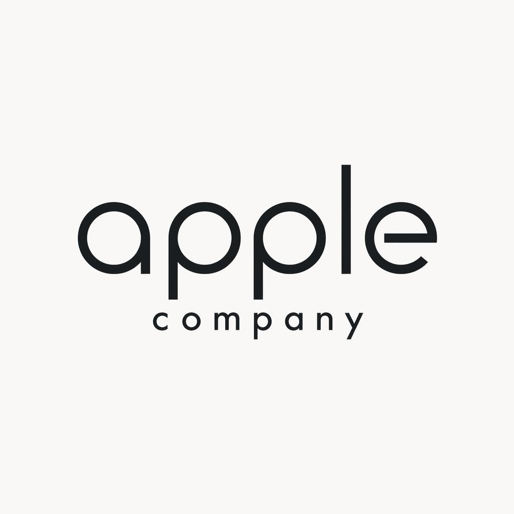 Centered monochrome Bauhaus-style wordmark logo for logo apple company on a neutral background, clean vector look.