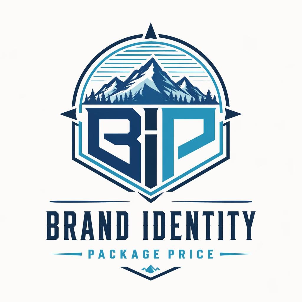 Vintage retro monogram logo in tech blue and cyan, centered on a neutral background with matching brand name typography.