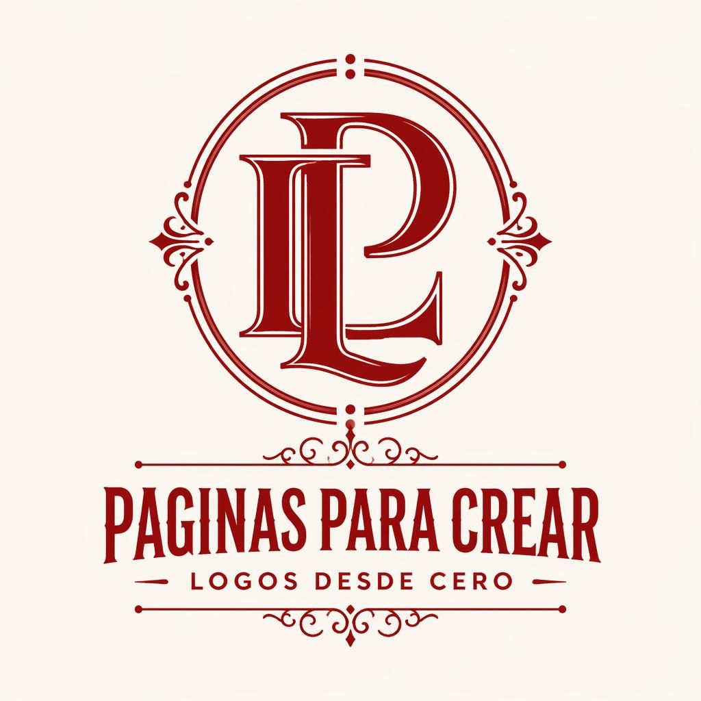 Logo monograma de lujo estilo vintage retro en rojo y blanco, centrado sobre fondo neutro con tipografía elegante