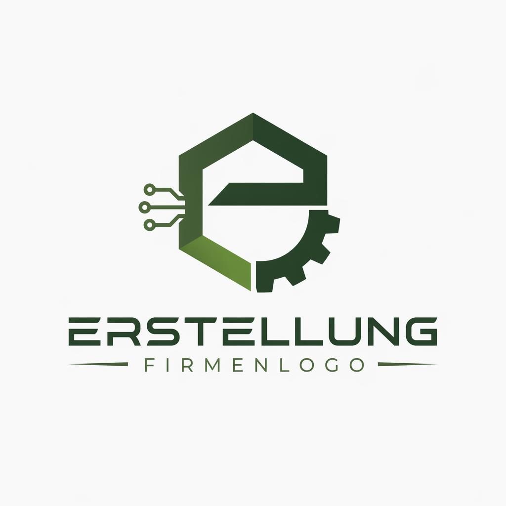 Zentriertes Kombinationslogo mit Wortmarke und Icon in waldgrüner Tech-Optik auf neutralem Hintergrund