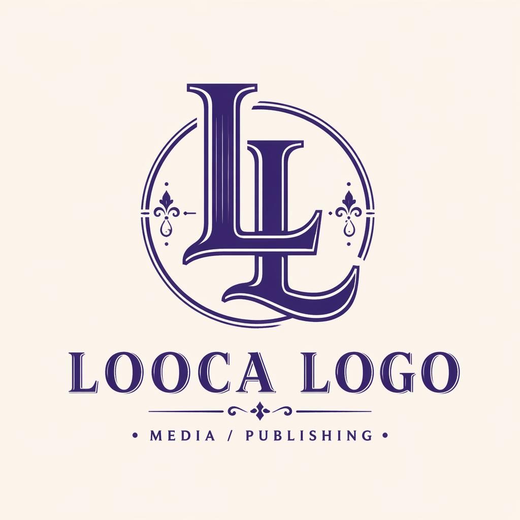 Centered royal purple monogram logo for Looca with vintage retro styling on a neutral background.
