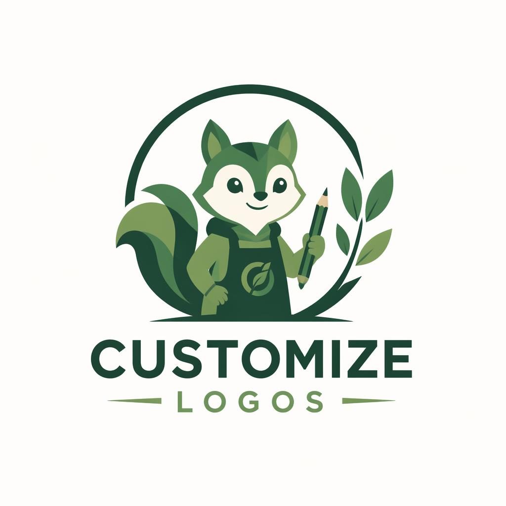 Geometric forest green mascot logo for Customize Logos, centered on a neutral background with matching brand typography.