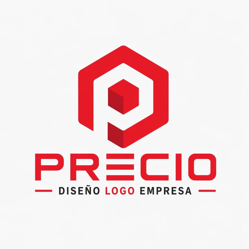 Logo abstracto rojo y blanco con tipografía industrial en composición centrada sobre fondo neutro, estilo vectorial.