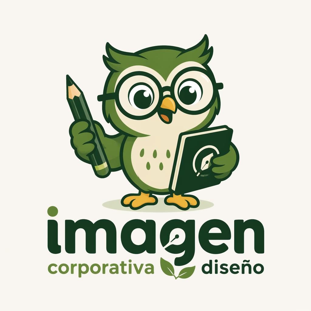 Logo vectorial con mascota caricaturesca en verde bosque, composición centrada y fondo neutro con tipografía a juego.