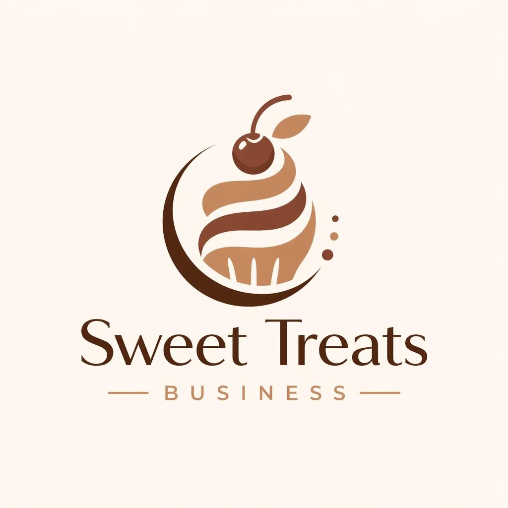 Abstract modern logo for Business Sweet Treats in warm earth tones with matching typography on a neutral background
