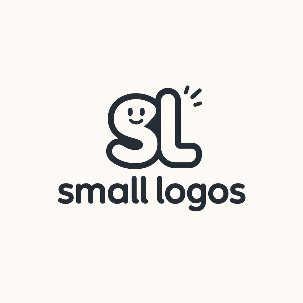Centered lettermark logo for small logos in playful cartoon typography, monochrome palette, on a neutral background.