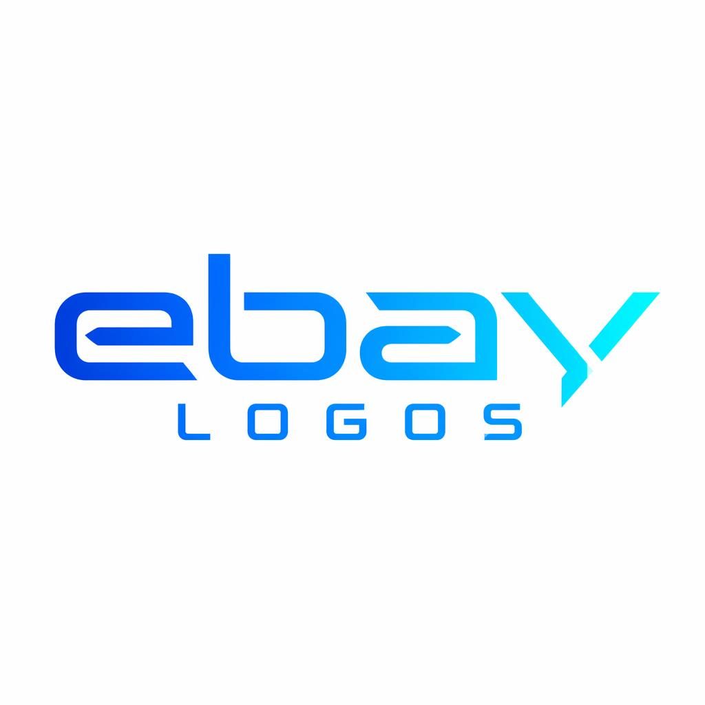 Centered futuristic blue and cyan wordmark logo for ebay logos on a neutral background, clean vector style.