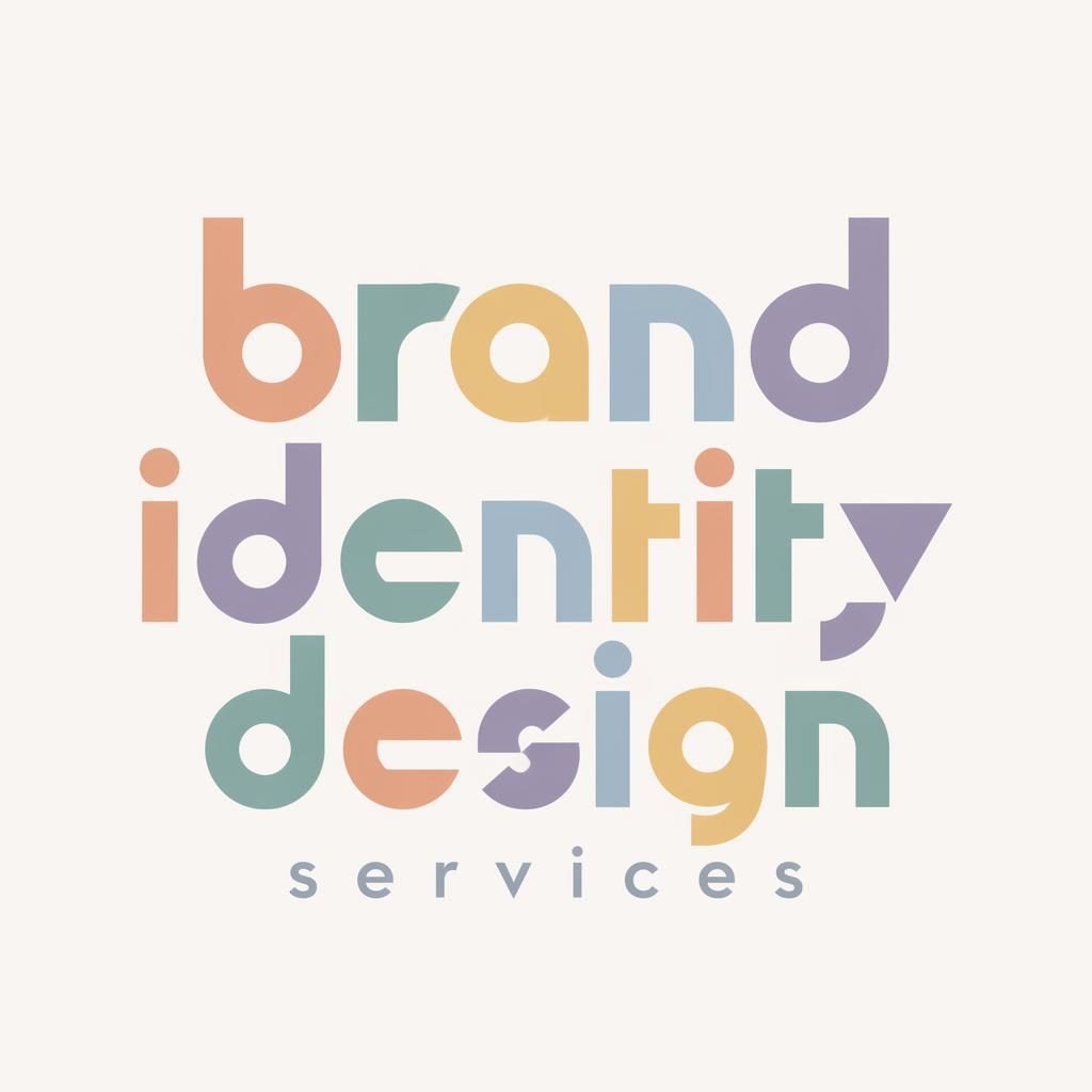 Centered pastel Bauhaus-style wordmark logo for a real estate brand on a neutral background, clean vector look.