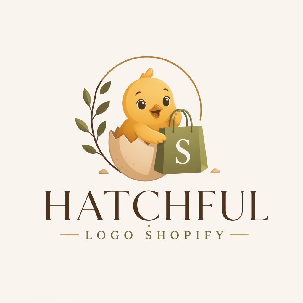 Centered mascot logo for hatchful logo shopify in elegant serif typography with warm earth tones on a neutral background.