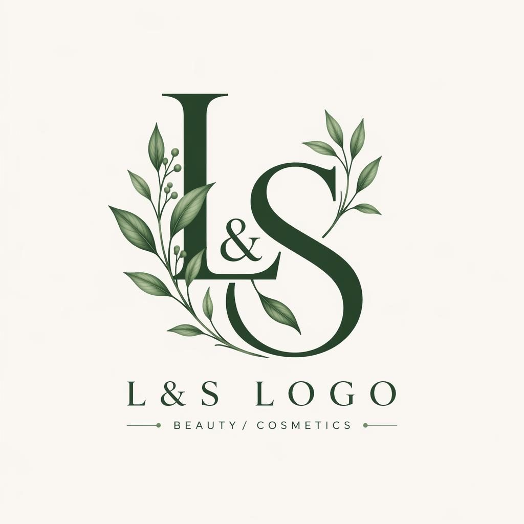 Botanical monogram logo for l&s logo in forest green, centered on a neutral background with clean vector styling.