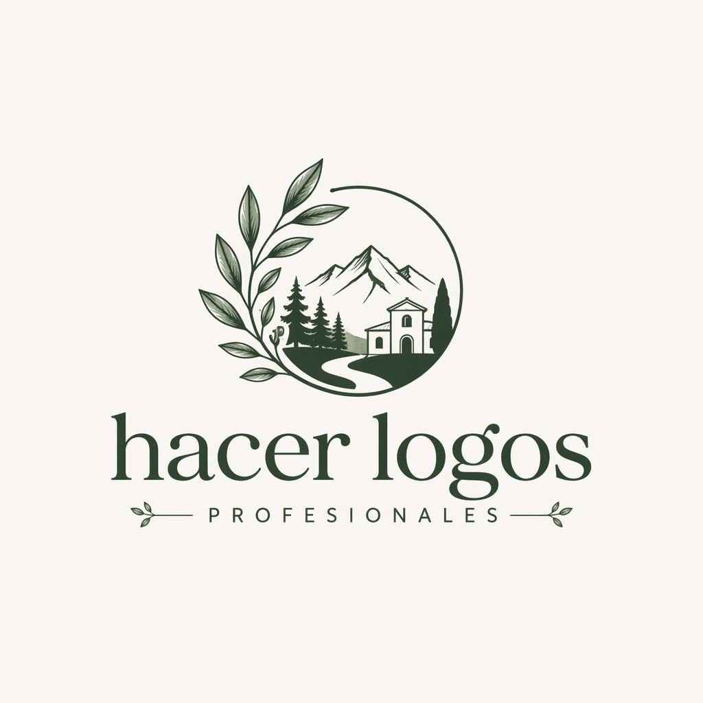 Logo cuadrado con wordmark e icono botánico en verde bosque, composición centrada sobre fondo neutro.