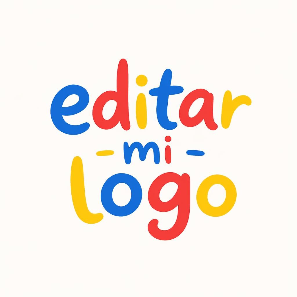 Logotipo tipográfico centrado de editar mi logo con letras orgánicas dibujadas a mano en paleta primaria sobre fondo neutro.