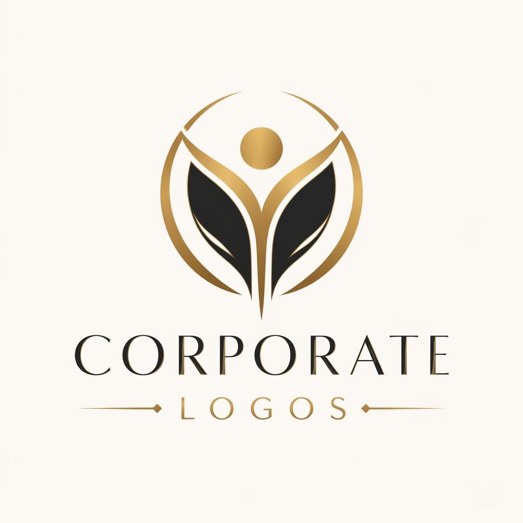 Abstract healthcare and wellness logo in black and gold with art deco styling, centered on a neutral background.