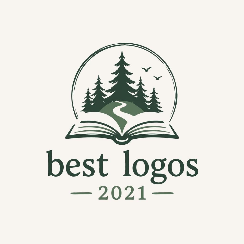 Hand-drawn forest green education logo with a wordmark and organic icon, centered on a neutral square background.
