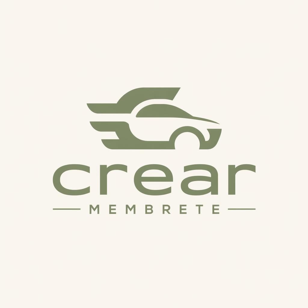 Logotipo automotriz crear membrete con wordmark e icono, estilo suizo en verde salvia y crema sobre fondo neutro