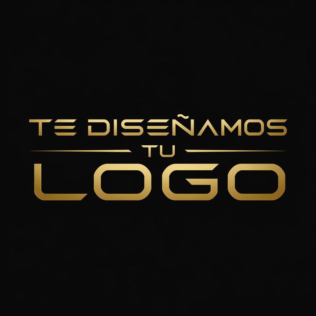 Logotipo tipográfico centrado para restaurante, texto negro y dorado con estilo futurista sobre fondo neutro.