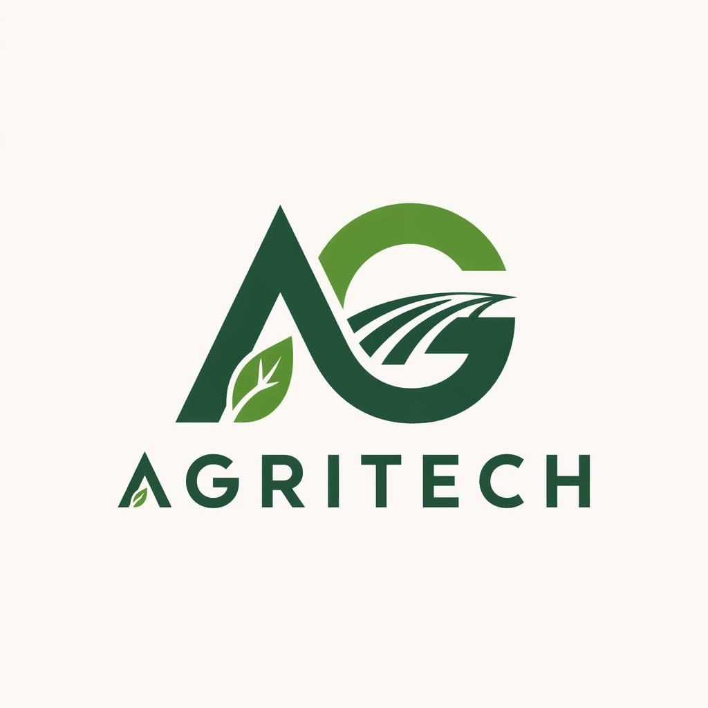 Geometric forest green lettermark agritech logo centered on a neutral background with clean vector styling.