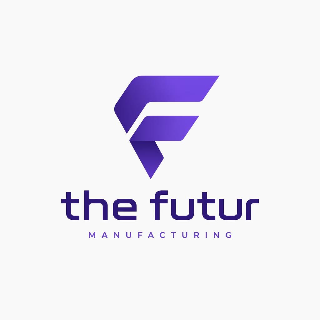 Modern minimalist abstract symbol logo in royal purple with matching the futur logo wordmark on a neutral background