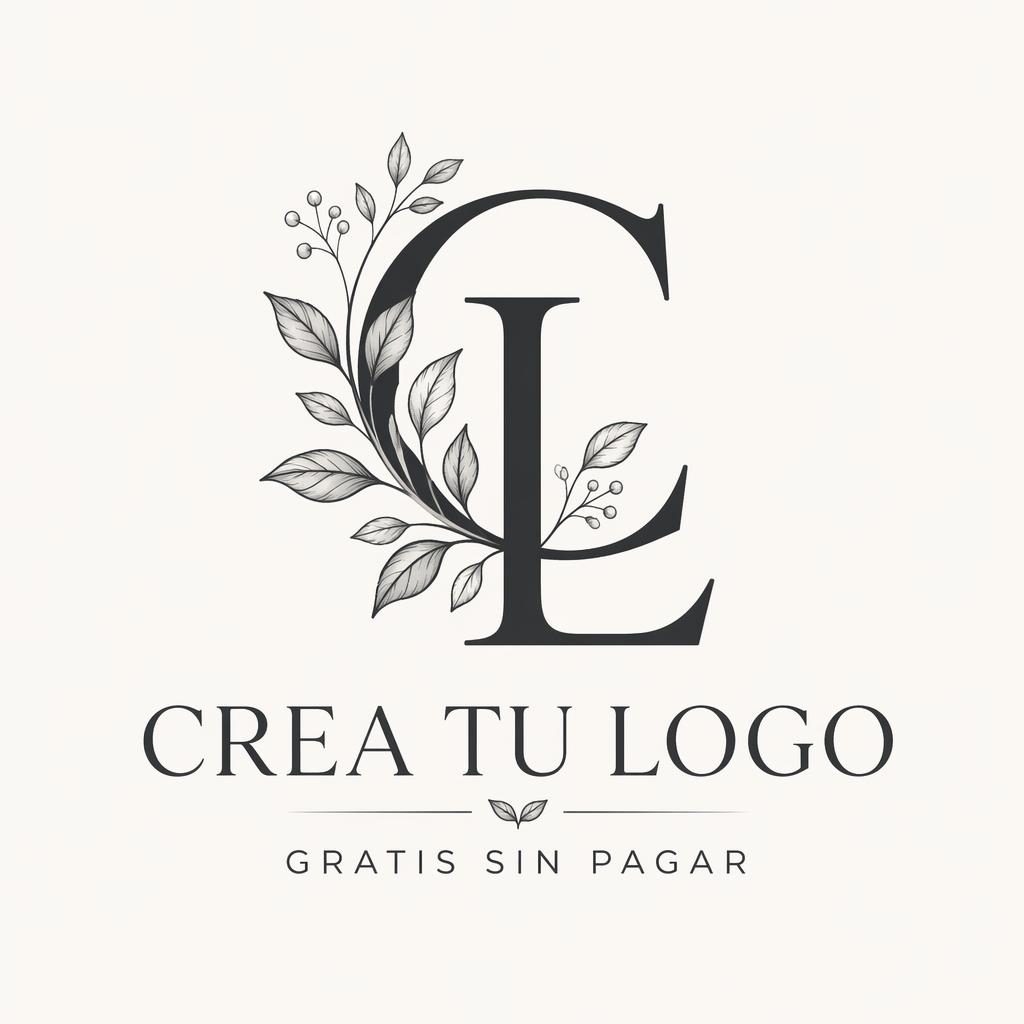 Logotipo monograma botánico en paleta monocroma elegante sobre fondo neutro, con el nombre de marca centrado.