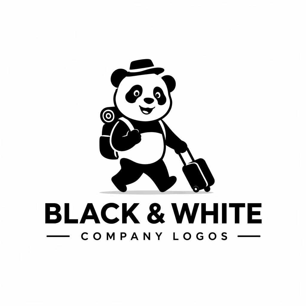 Geometric mascot logo for a travel and hospitality brand in black and white, centered on a neutral background.