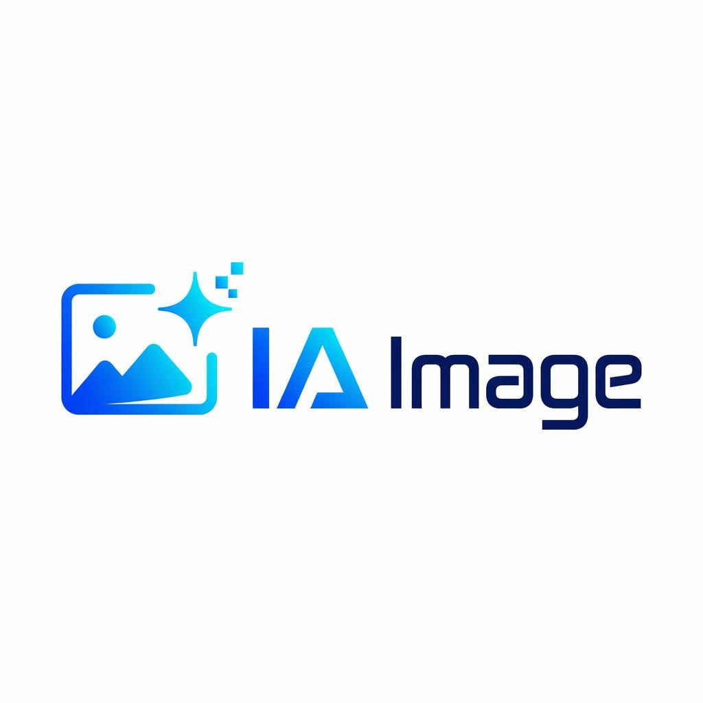 Logo vectoriel centré pour ia image avec wordmark moderne et icône abstraite cadre ou étincelle en bleu et cyan
