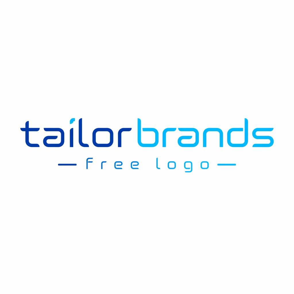 Centered wordmark logo for tailorbrands free logo in futuristic blue and cyan typography on a neutral background.