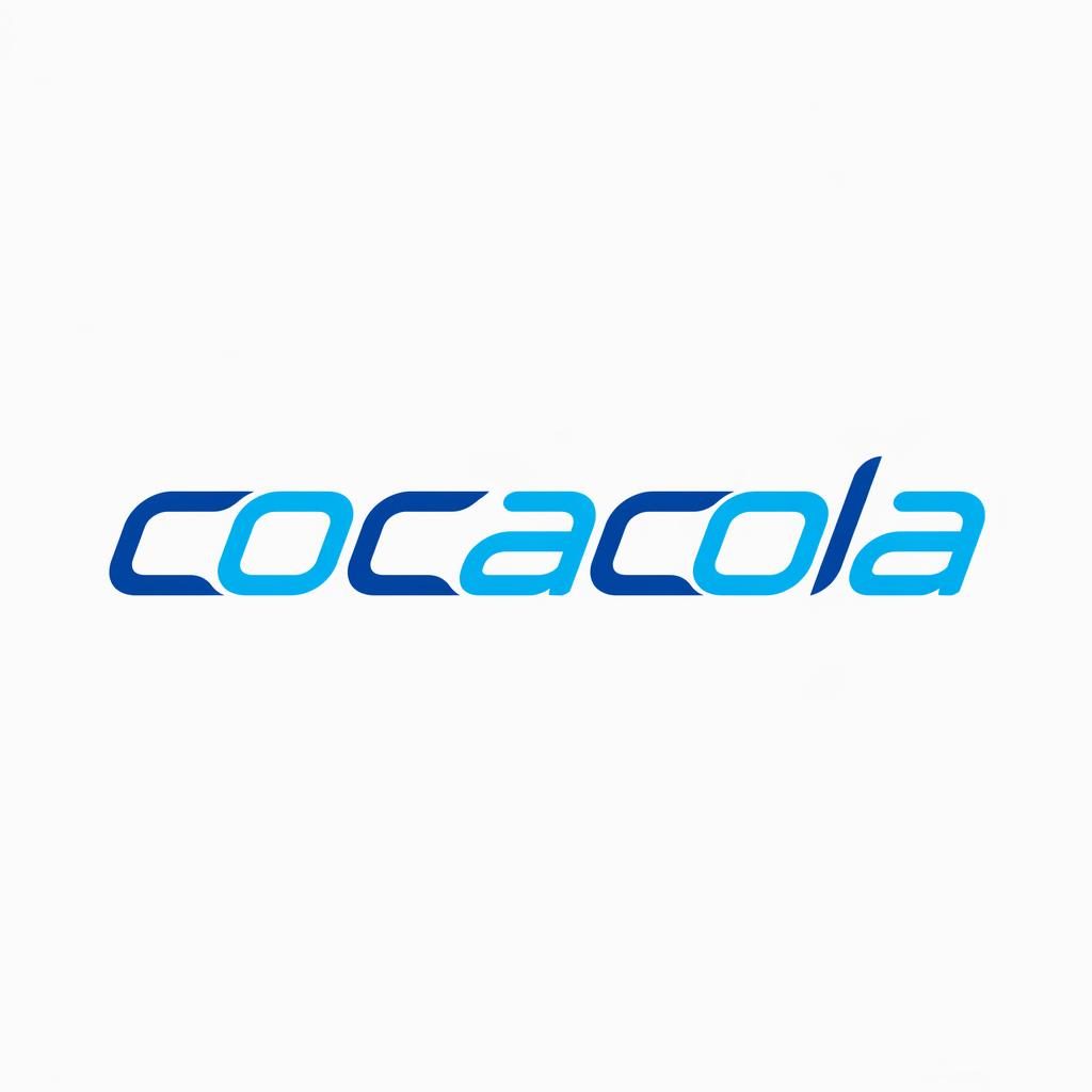 Centered cocacola logo wordmark in hand-drawn organic blue and cyan lettering on a neutral square background