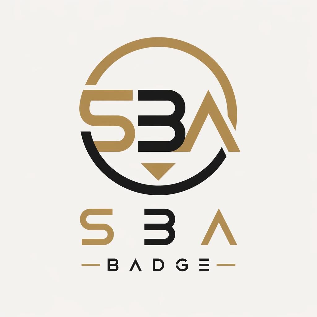 Centered sba badge gaming logo with Bauhaus icon and wordmark in black and gold on a neutral background