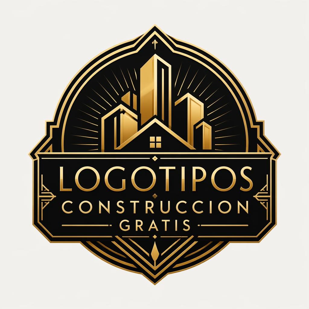 Emblema vectorial centrado en negro y dorado con estilo art déco de lujo para marca inmobiliaria sobre fondo neutro.