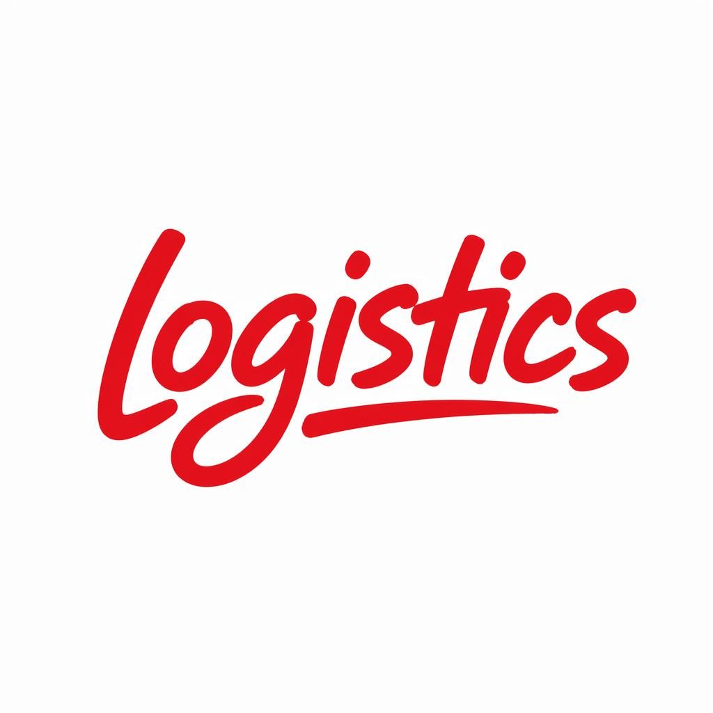 Hand-drawn organic wordmark logistics logo in bold red and white, centered on a neutral background.
