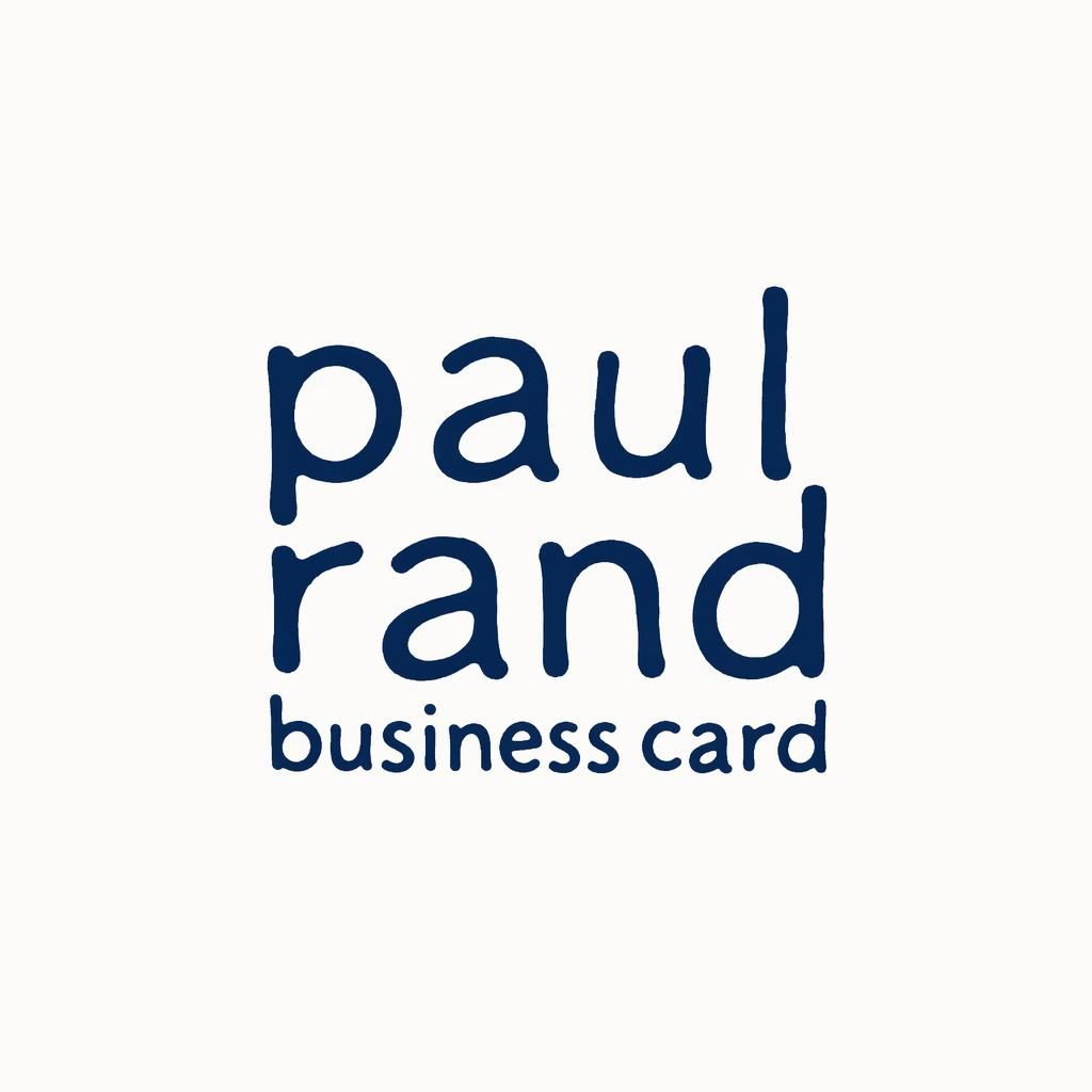 Centered wordmark logo for paul rand business card in hand-drawn organic typography, navy and white on a neutral background.