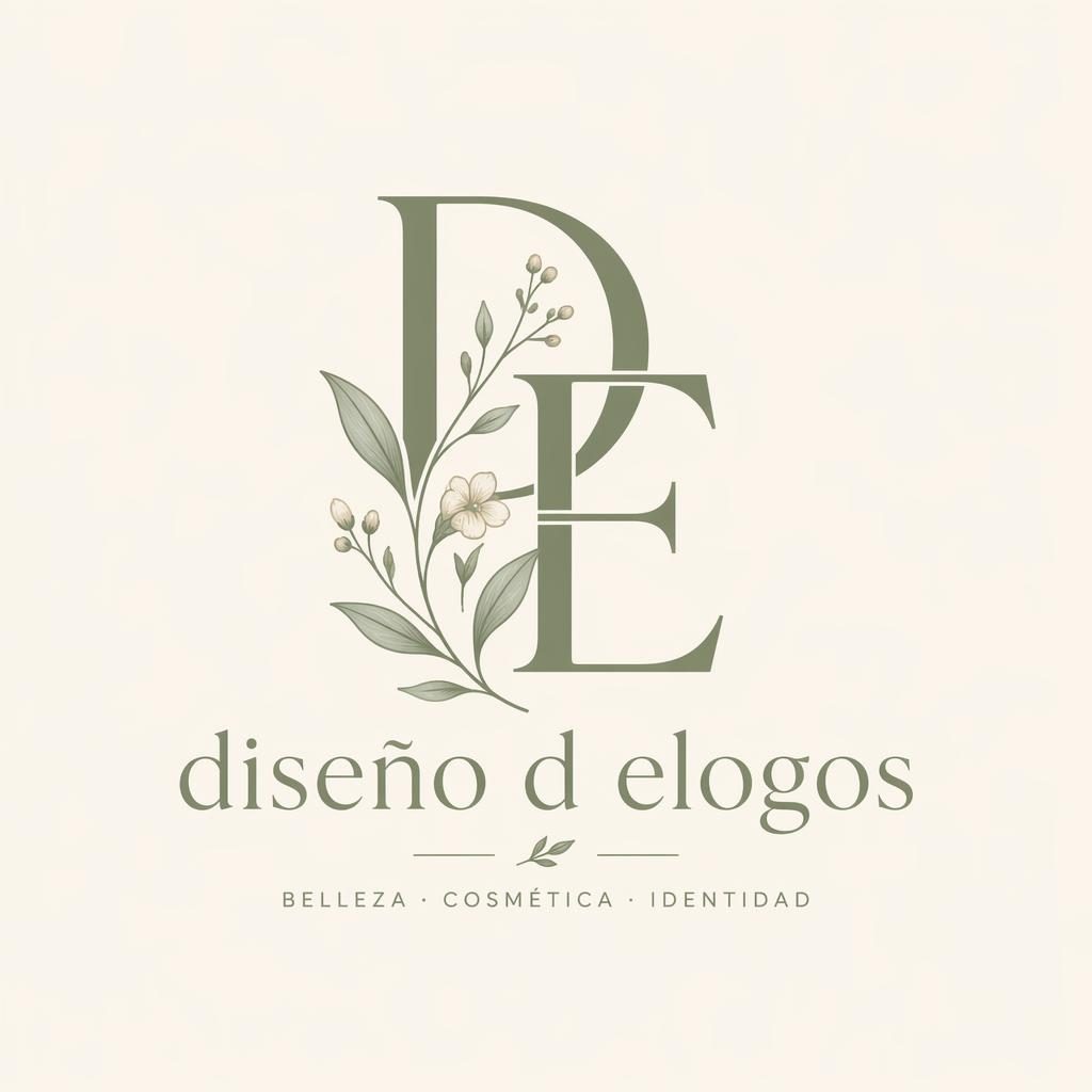 Logo monograma botánico para diseño d elogos en verde salvia y crema, centrado sobre fondo neutro con estilo vectorial.