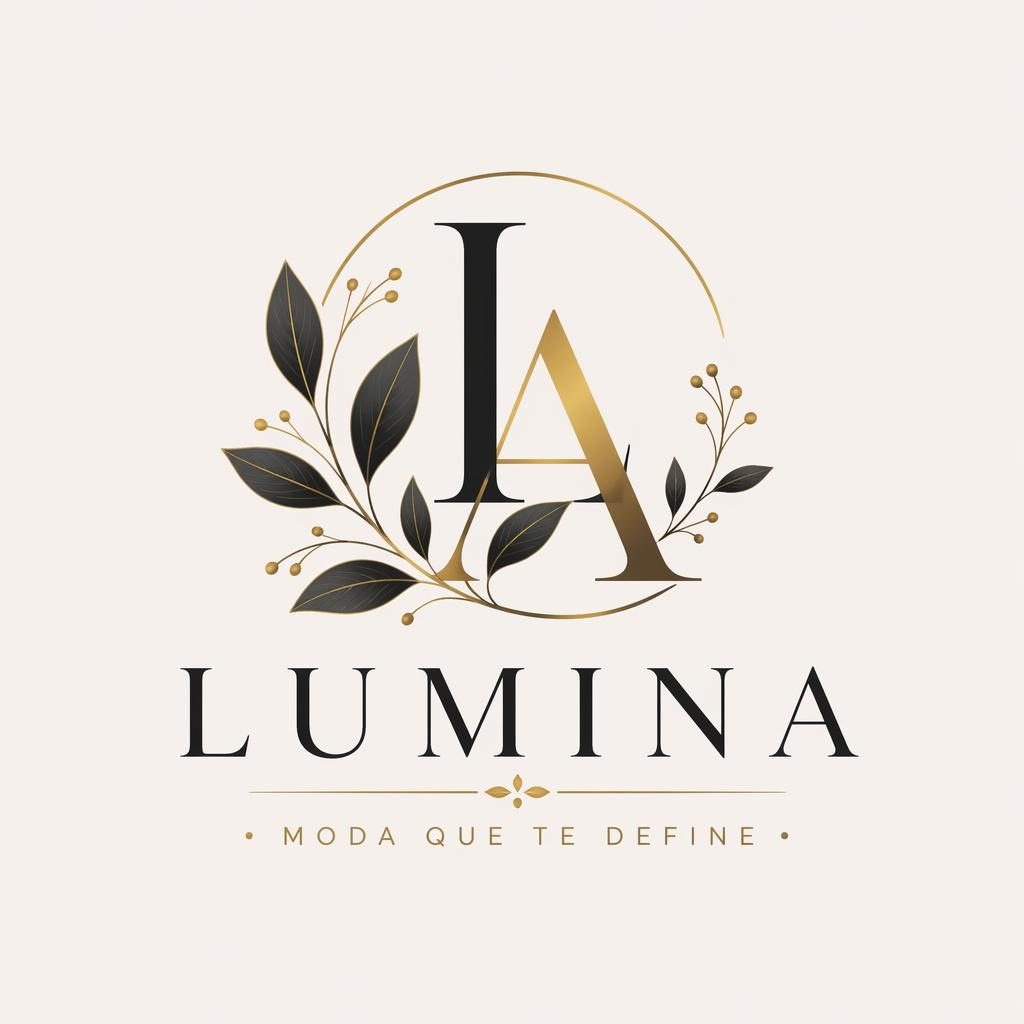 Logotipo cuadrado para negocio de ropa, wordmark con ícono botánico ilustrado en negro y dorado sobre fondo neutro.