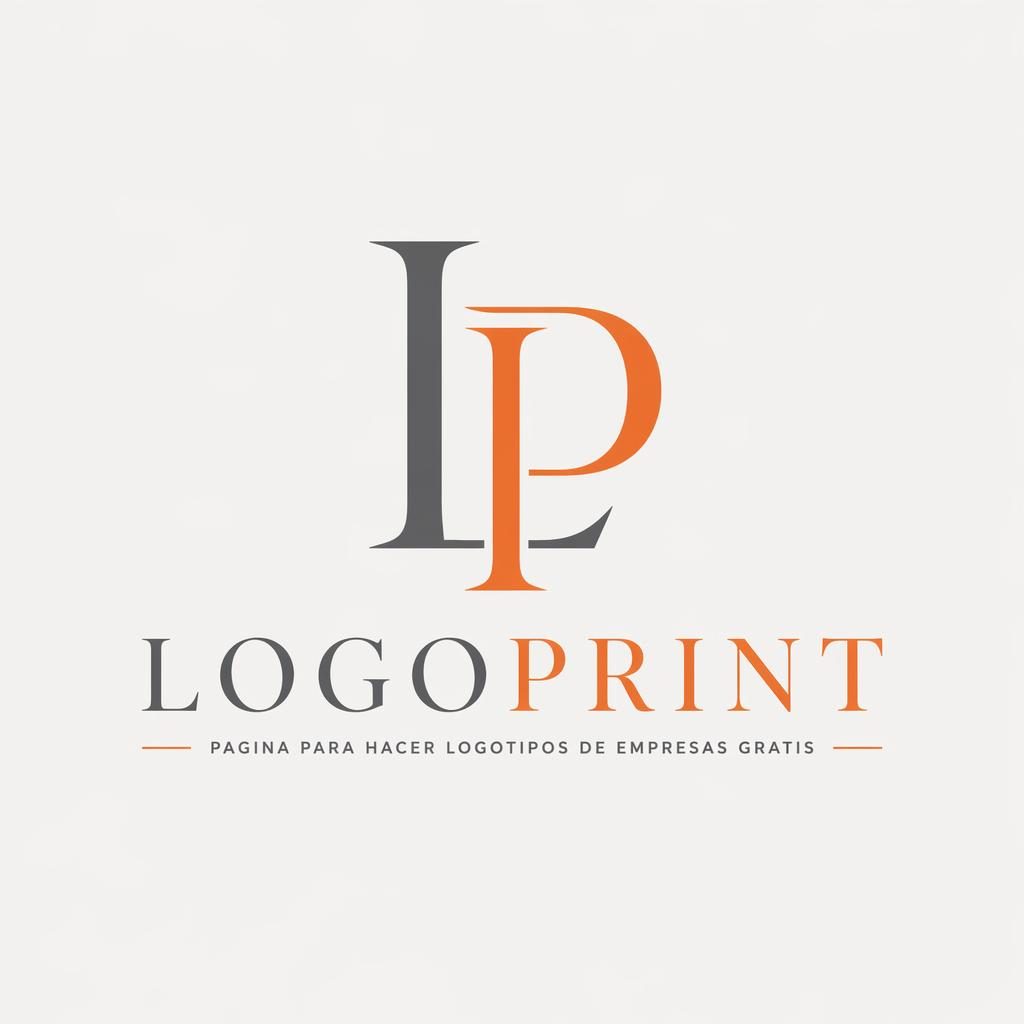 Logotipo lettermark con serif elegante en gris industrial y naranja, centrado sobre fondo neutro, estilo vectorial limpio.