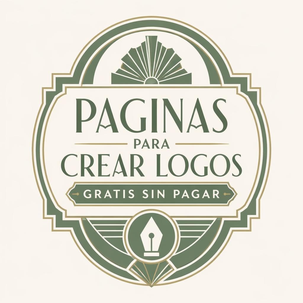 Logo emblema art déco en verde salvia y crema, con tipografía elegante centrada sobre fondo neutro