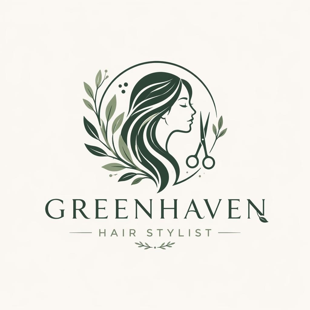 Botanical wordmark logo with icon in forest green on a neutral background, centered in a clean square vector style.