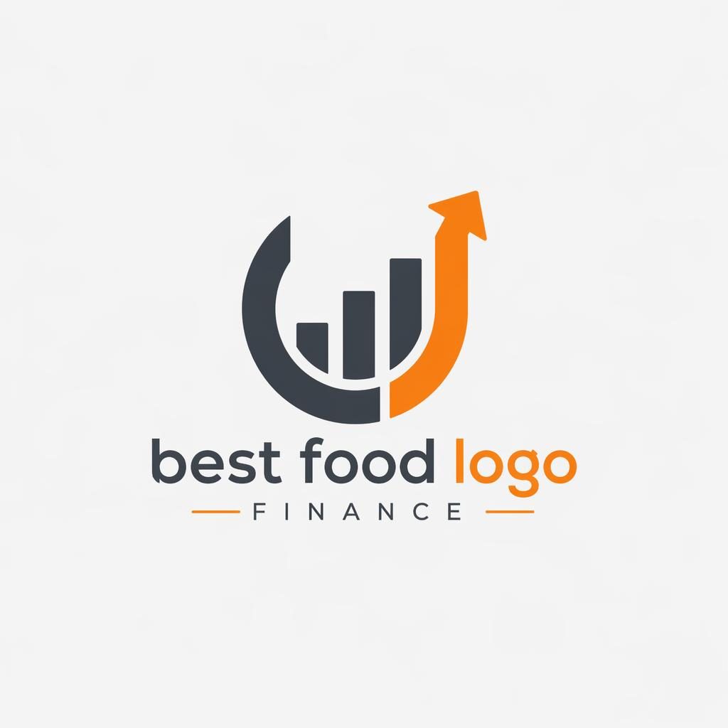 Abstract fintech logo with gray and orange geometric symbol and Best Food wordmark on a neutral background