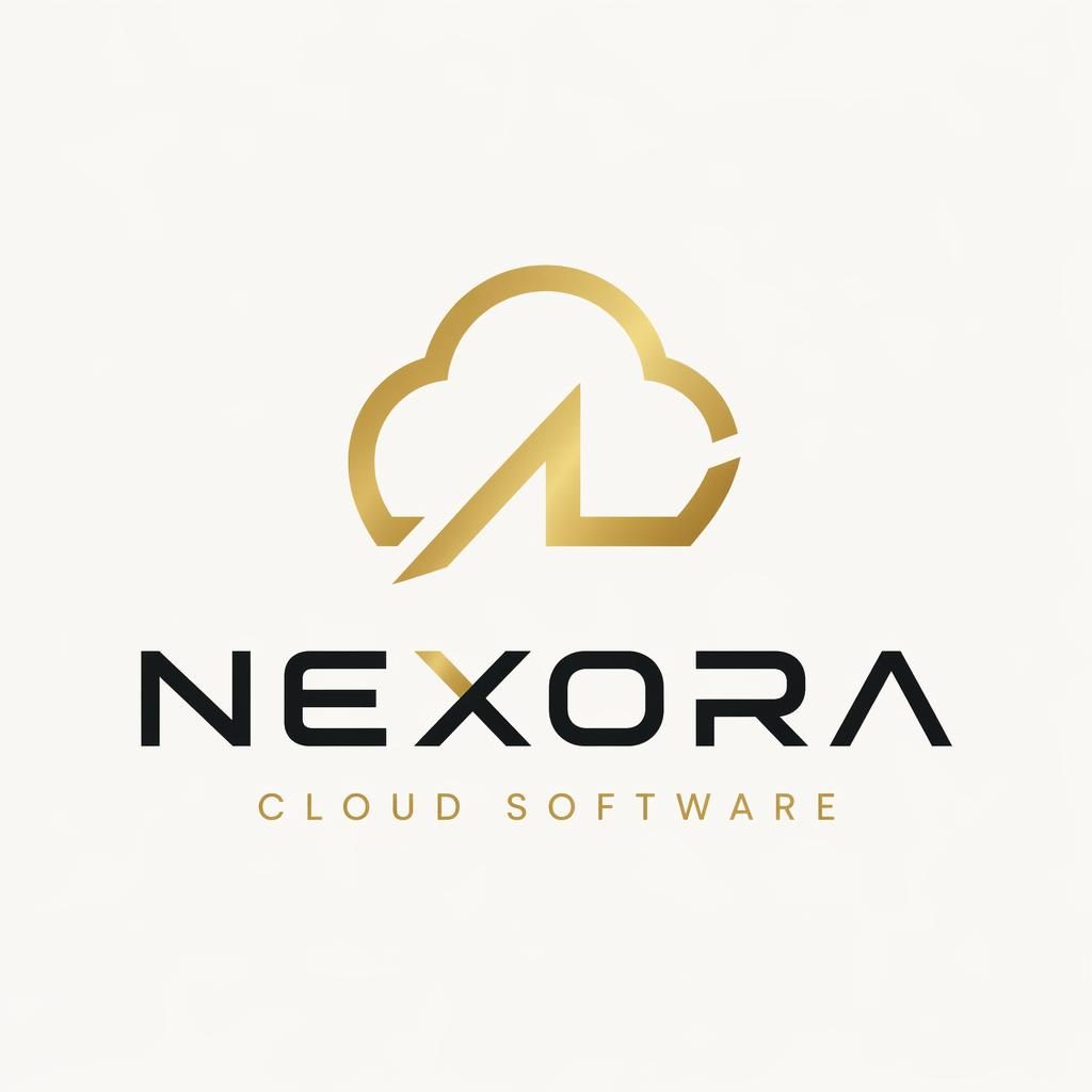 Centered black and gold tech logo wordmark with icon on a neutral background, clean Swiss-style vector design