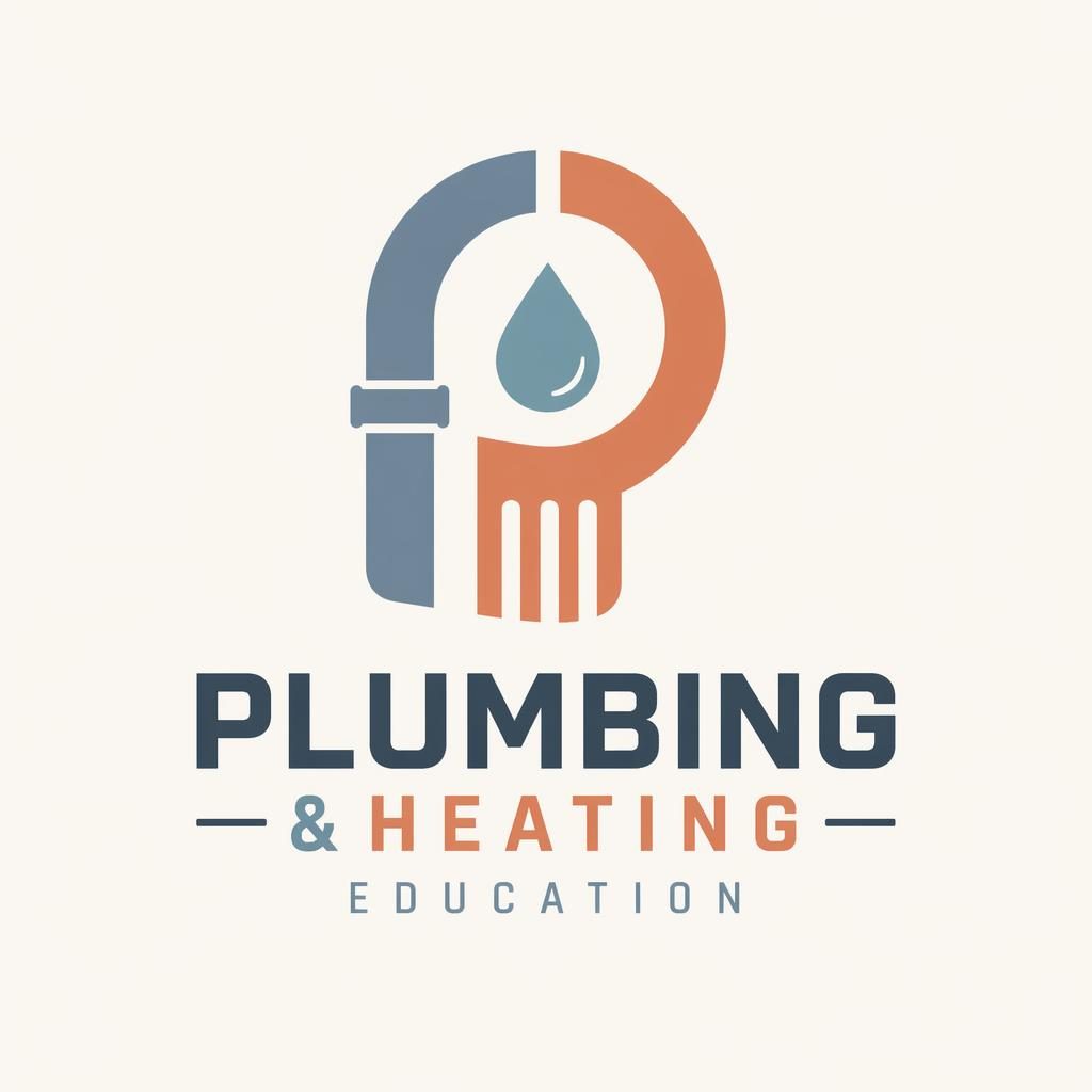Abstract industrial plumbing & heating logo with bold pastel symbol and matching brand text on a neutral background