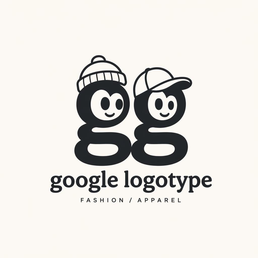 Centered monochrome lettermark logo for google logotype in playful cartoon typography on a neutral background.