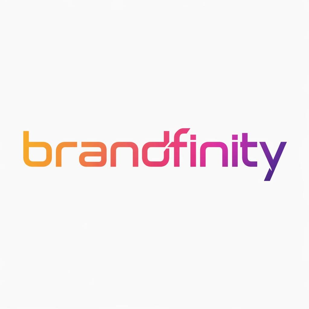 Centered fintech wordmark logo in futuristic typography with a sunset gradient on a neutral square background.