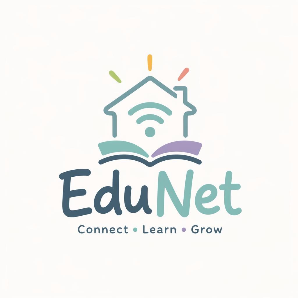 Centered internet provider logo with a hand-drawn icon and wordmark in soft pastel colors on a neutral background.