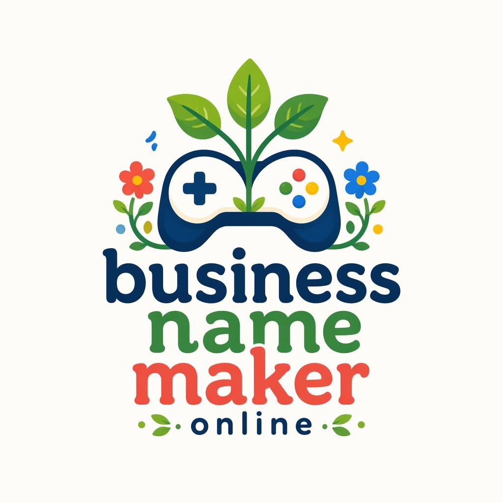 Botanical illustrated wordmark logo with playful primary colors, matching icon, centered on a neutral background.
