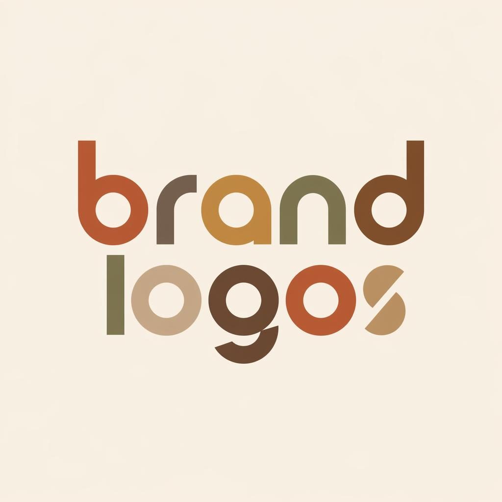 Centered wordmark logo for brand logos in Bauhaus-inspired typography with warm earth tones on a neutral background.