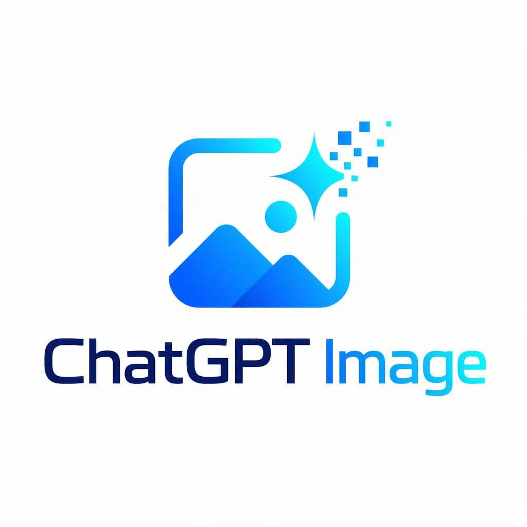 Logo vectoriel carré chatgpt image avec mot-symbole et icône abstraite de cadre étincelant bleu cyan