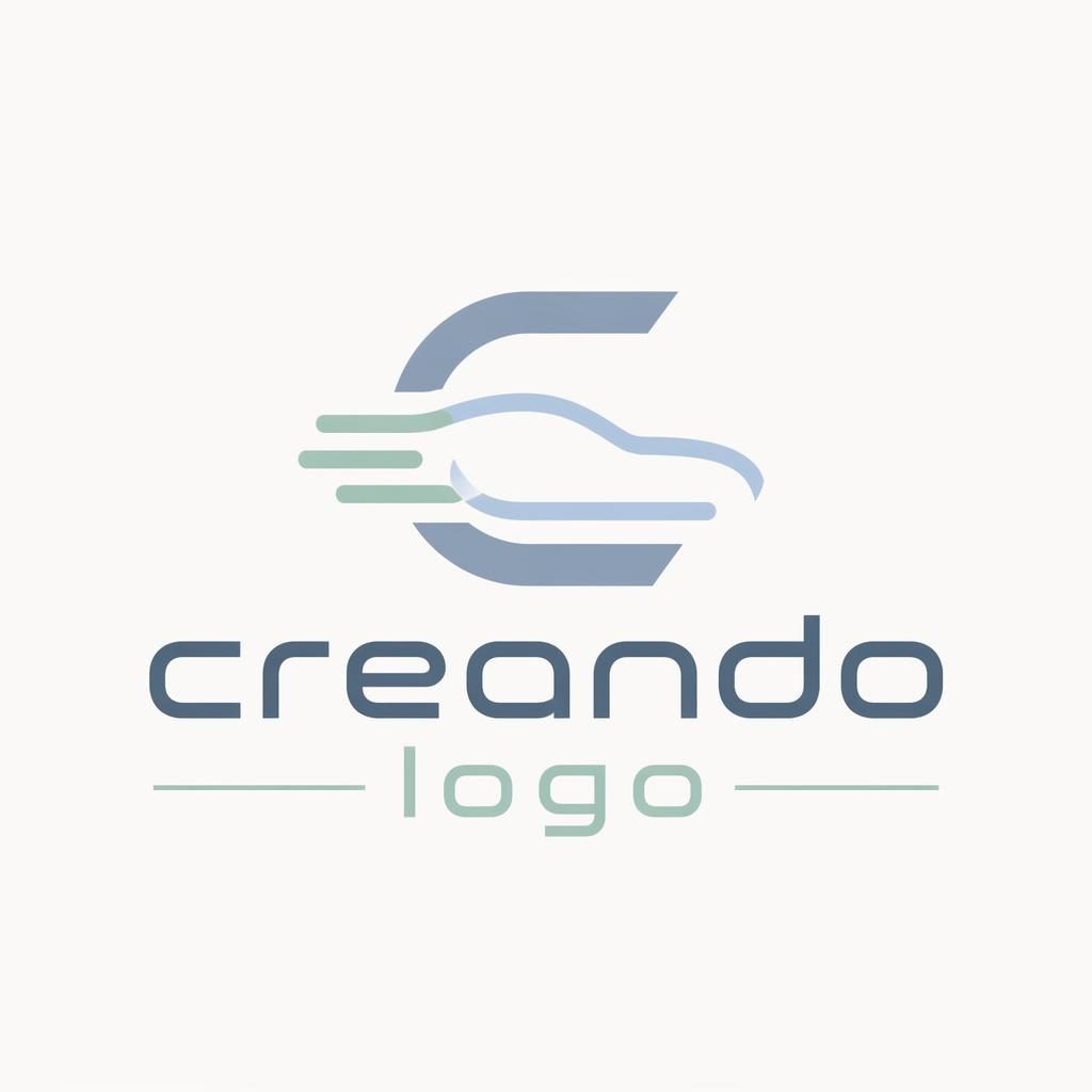 Logotipo automotriz con wordmark e icono, estilo suizo, paleta pastel suave y composición centrada sobre fondo neutro.