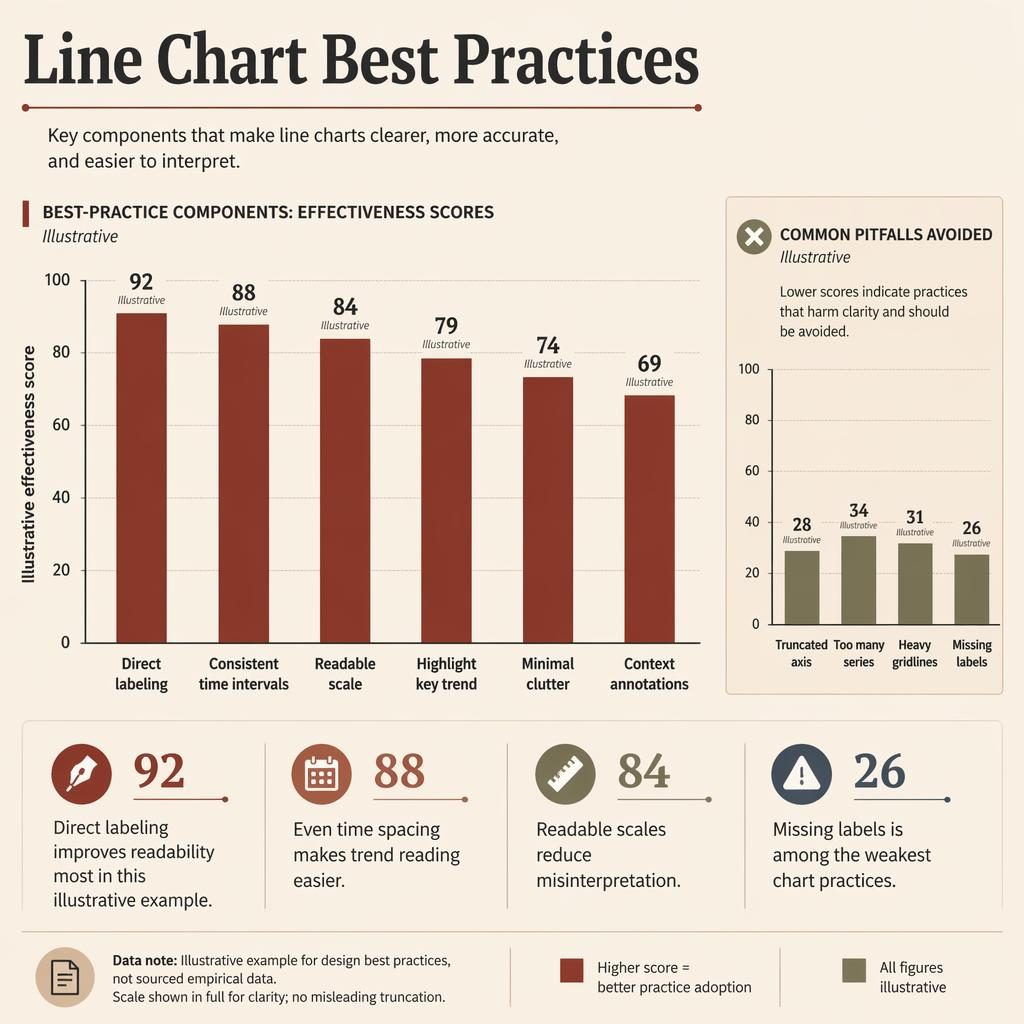 Editorial infographic with comparison columns, side pitfalls panel, four insight callouts, and English chart labels on beige.