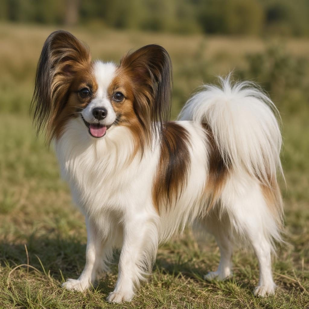 Single young adult mixed dog in a grass meadow, golden coat, relaxed expression, soft light, sharp realistic fur.